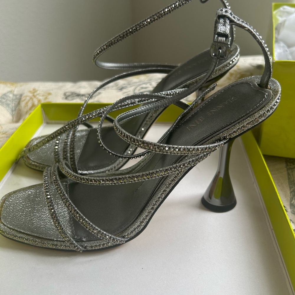 Gianni Bini Silver Strappy Heels